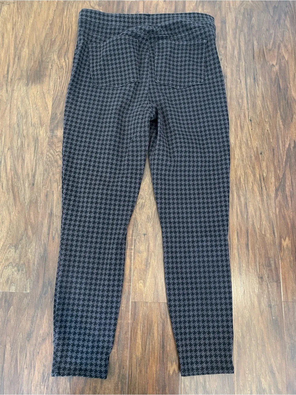 Spanx Jeanish Ankle Leggings Houndstooth Black Gray Size XL
